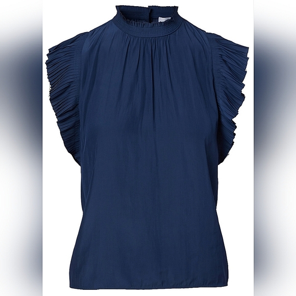 Frame Denim Tops - NWT Frame Denim Pleated Sleeveless Navy Blouse size S